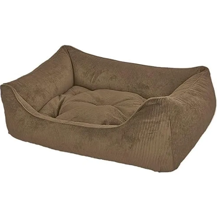 Dandy Dog Hundebett Relax Taupe - Abziehbarer Bezug und Füllung, waschbar, kuschelig, robuster Samtcord, Made in Germany - Größe L