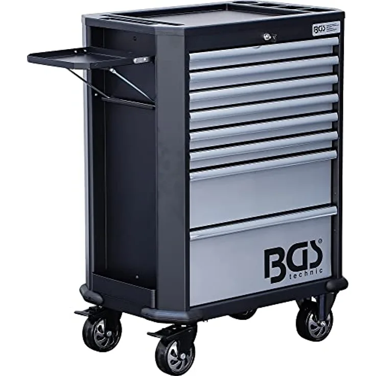 BGS TECHNIC Werkstattwagen 8 Schubladen leer, stabile Stahlblechkonstruktion mit pulverbeschichtetem Korpus, abschließbar, hohe Belastbarkeit bis 25 kg pro Schublade, blau