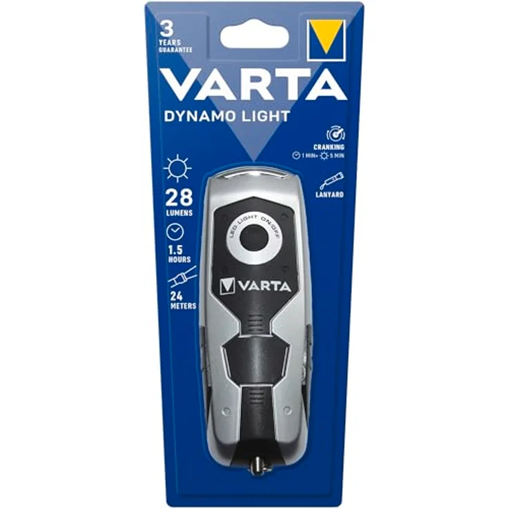 Varta Taschenlampe mm LED Dynamo Light mit Handkurbel Flashlight Handlampe Leuchte (mit Kurbel 100% batterieunabhängig geeignet für Auto, Garage, Notfall, Stromausfall, Camping, Outdoor) – Bild 3