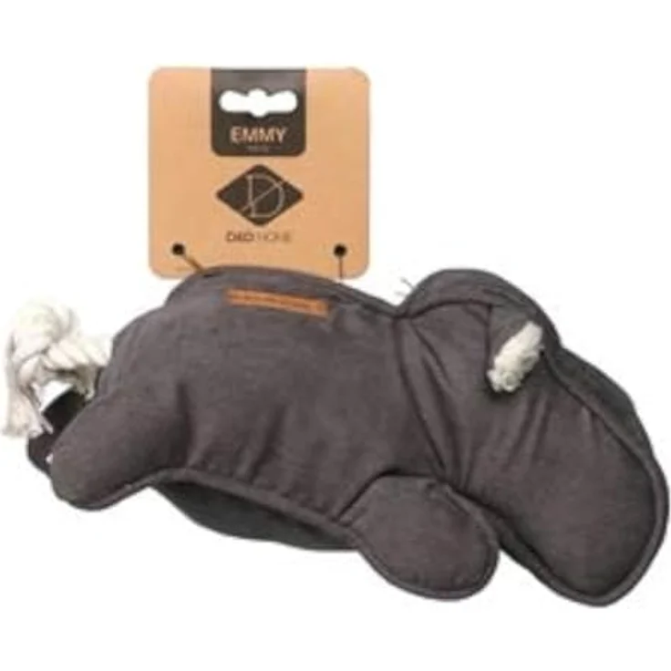 D&D Home, Edles Corduroy Emmy Hundespielzeug, 30 x 14 cm, grau, Füllung 100% Polyester, raffinierte Verarbeitung – Pelzohren, mit Quietscher im Trompe für noch mehr Spielspaß, für Hunde – Bild 1