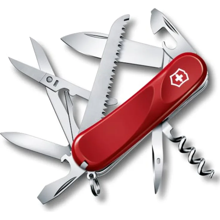 Victorinox Schweizer Taschenmesser Evolution S17, Multitool mit 15 Funktionen und Schere mit Mikrozahnung, rot