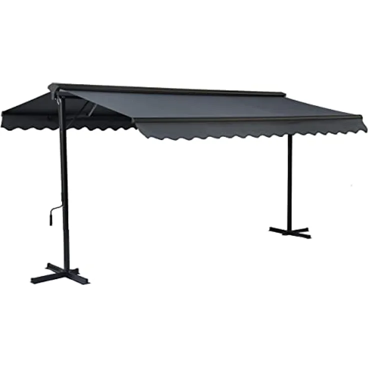 Oviala Doppelmarkise mit Kassette, 3 x 4 m, Aluminium, Anthrazitgrau, 12 m² Schattierung, robuste Aluminium- und Stahlkonstruktion, wasserabweisend und UV-Schutz