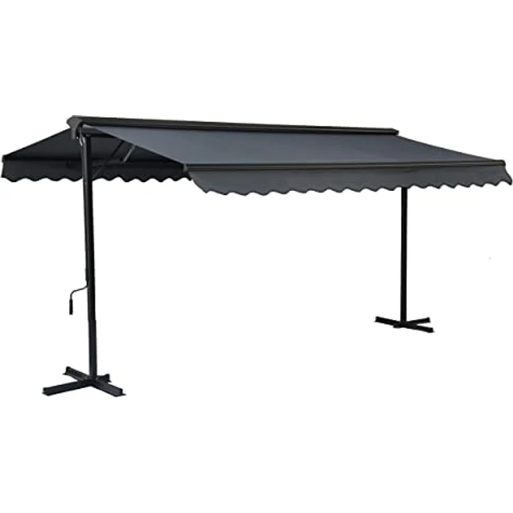 Oviala Doppelmarkise mit Kassette, 3 x 4 m, Aluminium, Anthrazitgrau, 12 m² Schattierung, robuste Aluminium- und Stahlkonstruktion, wasserabweisend und UV-Schutz – Bild 1