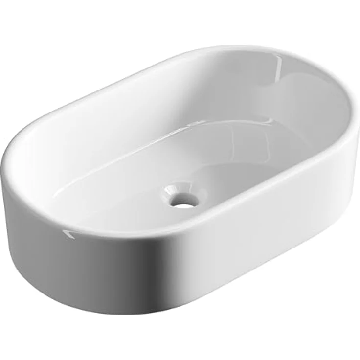 Planetmöbel Aufsatzwaschbecken Aquil Elegant, ovales Badezimmer Waschbecken 55 cm, matt, weiß für Waschtisch – Bild 6
