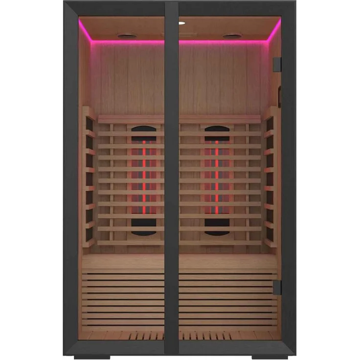 HARVIA Onni Infra Small Element Infrarotkabine, Infrarotsauna aus Abachi, 130x104x200 cm mit 2x400W IR-Rotlichtstrahler, digitale Steuerung, Bluetooth und Leselicht