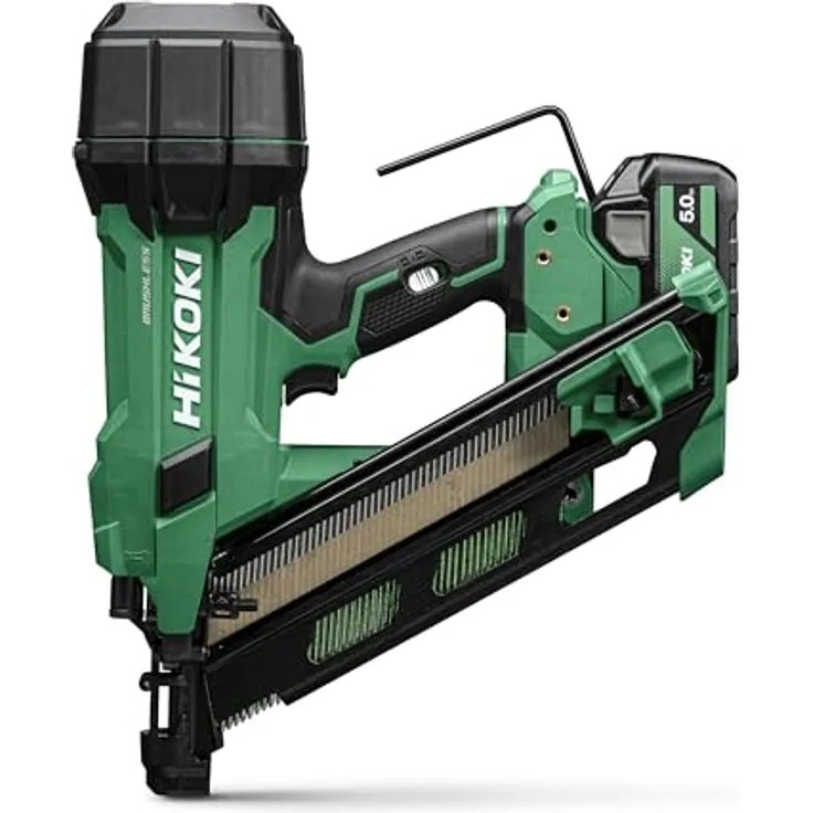 Hikoki Akku-Streifennagler 34° NR1890DCA, leistungsstarker Tacker mit Luftfeder-Antriebssystem, 90 mm Nägel, LED-Beleuchtung, inkl. Transportkoffer und Schutzbrille