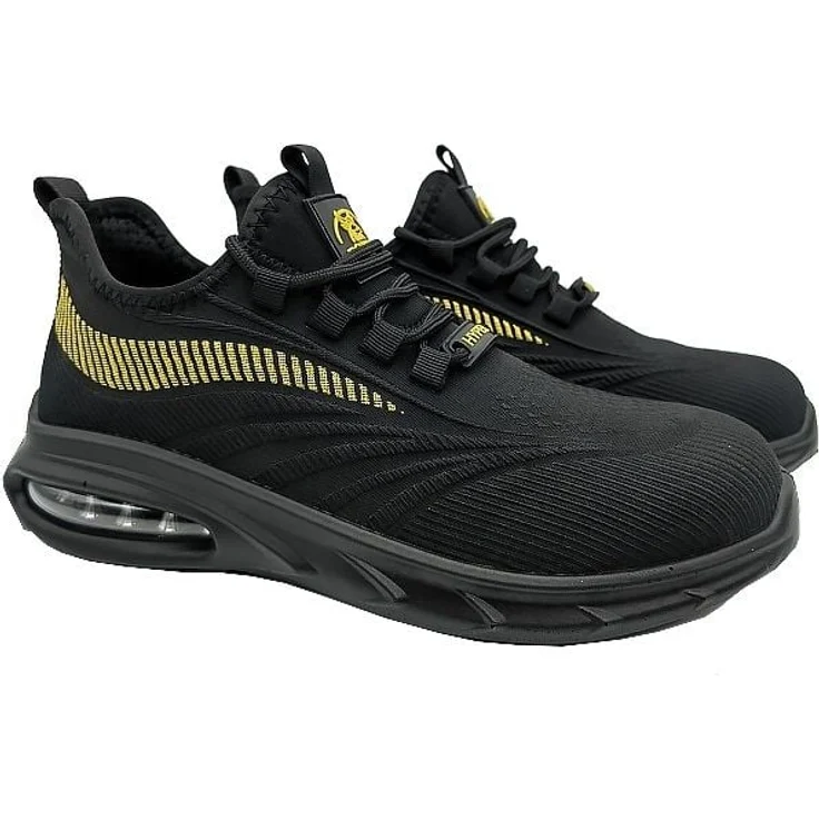 Power Safe Sicherheits-Sneaker Hyper S1P, Schutzklasse S1P, schwarz-gold, mit Stahlkappe und durchtrittsicherer Sohle, Größe 43