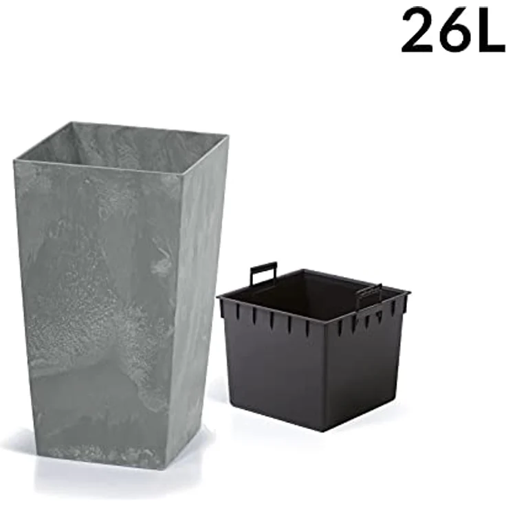 Deuba Pflanzkübel 26L, 50x26,5x26,5cm, Betonoptik mit Einlegeboden, Indoor und Outdoor, grau – Bild 3