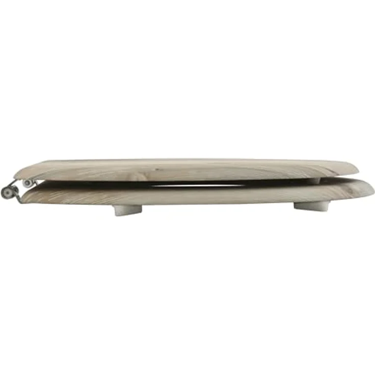 MSV WC-Sitz Ombo, MDF Toilettensitz mit Edelstahl-Scharnieren, 42,5 cm x 36,5 cm x 5 cm, beige, hygienische und feuchtigkeitsbeständige Oberfläche – Bild 4