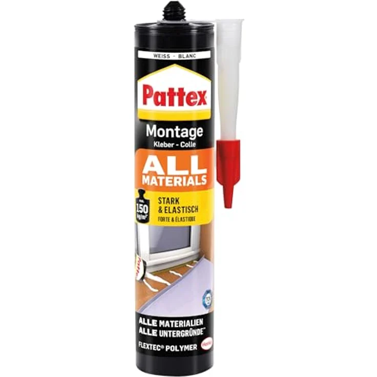 Pattex Montagekleber All Materials, stark haftender Alleskleber, Kraftkleber für innen & außen, Kleber für saugende und nichtsaugende Materialien, 1 x 450g – Bild 1