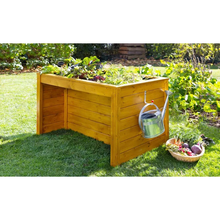 weka Hochbeet aus massivem nordischem Fichtenholz, farblich lasiert, unterfahrbar für Rollstuhlfahrer, 126x77x75 cm