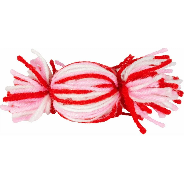 DUVO+ Wooly Bonbon Katzenspielzeug, Tierkuscheltier mit Sound, rot/weiß, aus weicher Wolle