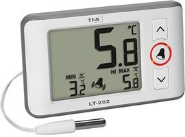 TFA 30.1052.02 LT 202 Digitales Profi-Thermometer mit Kabelfühler, Temperatur- und Hygrometer-Funktion, Weiss, HACCP und EN 13485 konform
