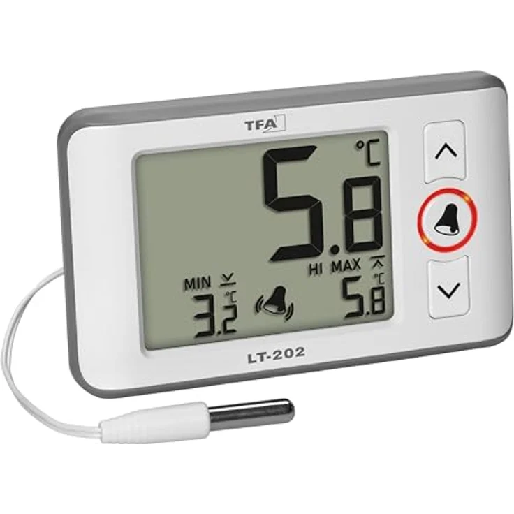 TFA 30.1052.02 LT 202 Digitales Profi-Thermometer mit Kabelfühler, Temperatur- und Hygrometer-Funktion, Weiss, HACCP und EN 13485 konform – Bild 1