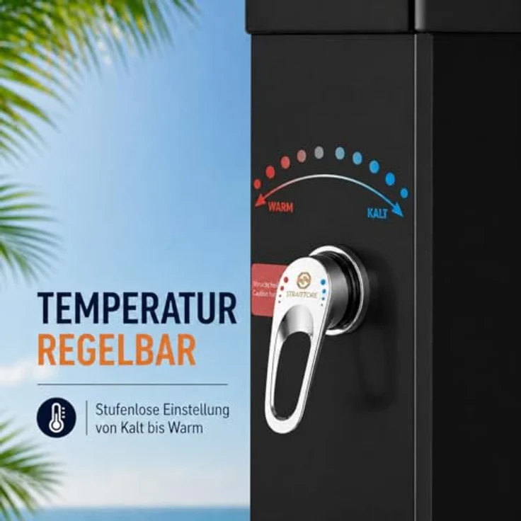 Strattore Solardusche Gartendusche - Ocean in Schwarz, 40 Liter Tankvolumen, max. 60°C heißes Duschwasser, 217,5 cm Höhe – Bild 6