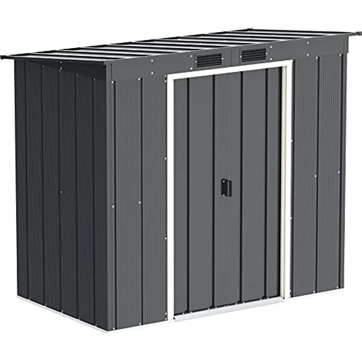 Duramax ECO 6 x 4 (2.17 m²) Metallgerätehaus mit Steildach, Gartenhaus aus feuerverzinktem Metall - Geräteschuppen, robuste und verstärkte Dachkonstruktion, wetterfester Metallschuppen, Anthrazit – Bild 1