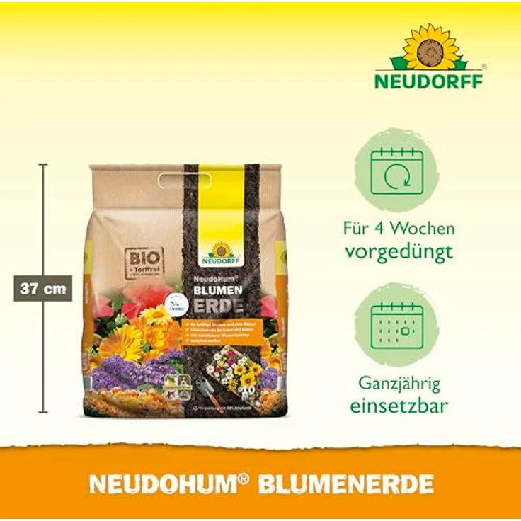 Neudorff NeudoHum Blumenerde, 10 l torffrei mit organischem Dünger und Schädlingsschutz – Bild 2