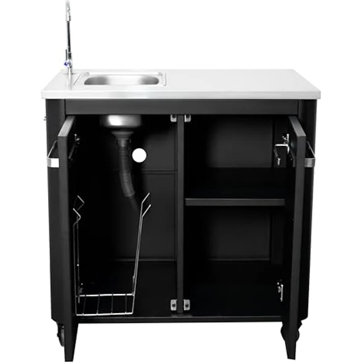 Cozze Outdoor-Küche 90 cm, Spülenschrank mit Edelstahl-Spüle und Wasserhahn – Bild 3