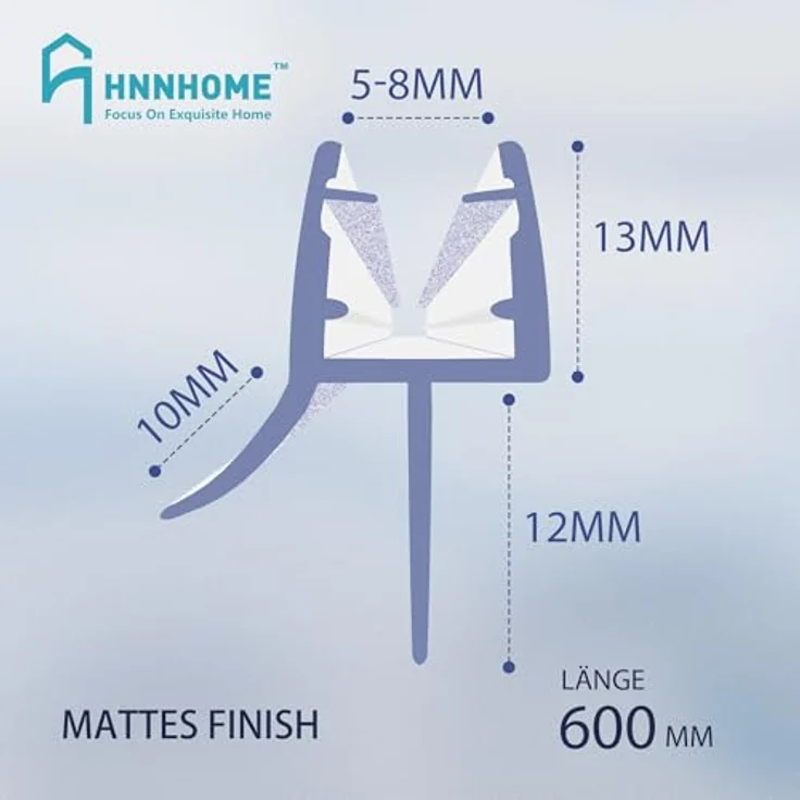 HNNHOME Duschdichtung für 6-8 mm Glastüren, 100% wasserdicht mit extra dicker Gummilippe, einfache Installation, 60 cm – Bild 4