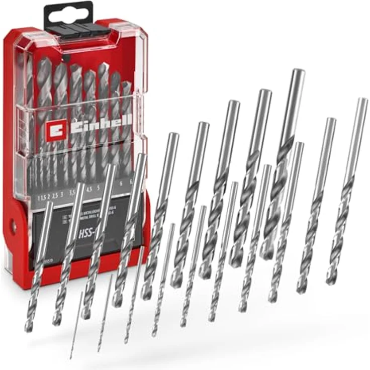 Einhell 19-tlg. HSS-G Metallbohrer-Set, präzise 135° Split Point Spitzen, Aufbewahrungskassette mit Aufstellfunktion – Bild 1