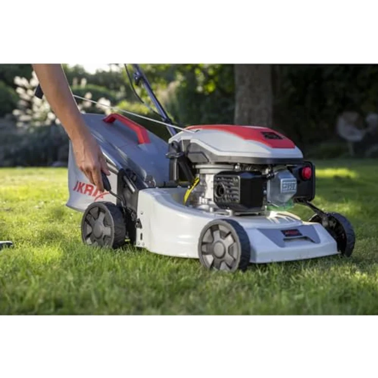 Ikra Benzin-Rasenmäher IPLM 1442, 2,6 kW mit 42 cm Schnittbreite, grau/rot, Radantrieb, 40 L Fangkorb, zentral höhenverstellbar – Bild 6