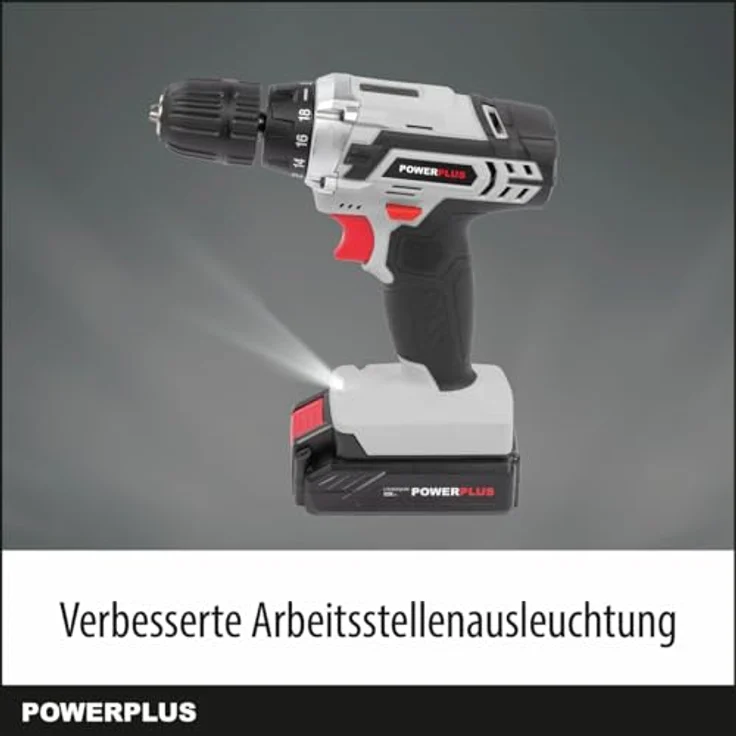 Powerplus Powc1051, 12V Elektrischer Schraubendreher mit 18 Drehmoment-Einstellungen, integrierter LED-Beleuchtung, Silber – Bild 7
