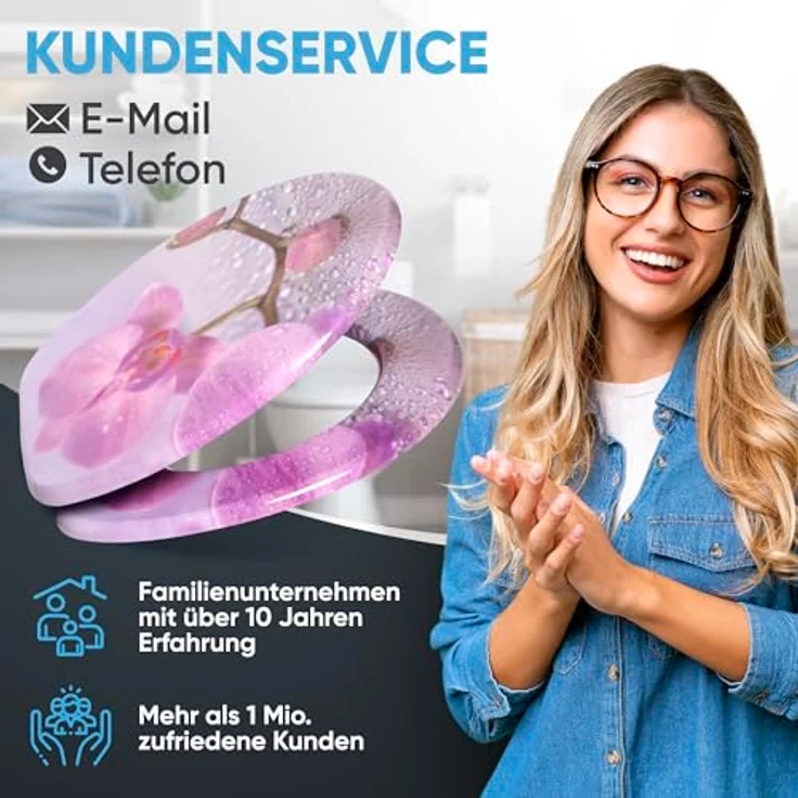 Sanilo WC Sitz Blooming, Hochwertiger Toilettendeckel aus Holz mit Absenkautomatik, Antibakterieller Oberfläche, Pflegeleicht, Universell passend für Hänge- und Steh WC-Becken – Bild 7