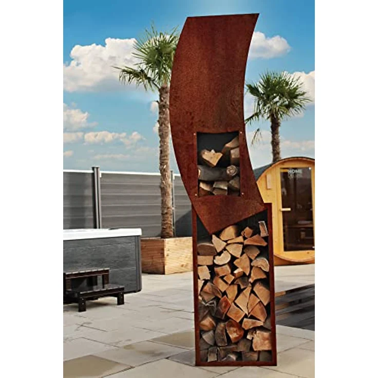 HOME DELUXE - Gartenfeuer Swing - Maße: 220 x 60 x 36 cm I Feuerstelle Holzlager Holzaufbewahrung – Bild 1