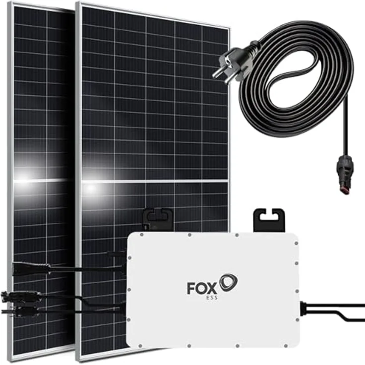 VENDOMNIA SUNNIVA Balkonkraftwerk 900/800W, steckerfertige Solaranlage mit 2x450W Modulen, Fox ESS Micro Wechselrichter, WIFI & Bluetooth, 5m Solarkabel, Photovoltaikanlage