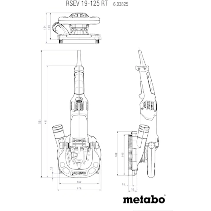 Metabo Renovierungsschleifer RSEV 19-125 RT (603825710) mit Diamantschleiftopf Beton professional Kunststoffkoffer, Farbe, Size – Bild 3