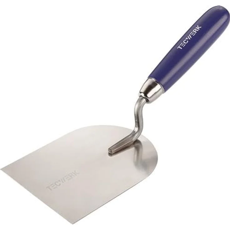 TECWERK Stukkateurspachtel 100 mm, rostfrei mit Buchenholzheft und Edelstahlgriff – Bild 1