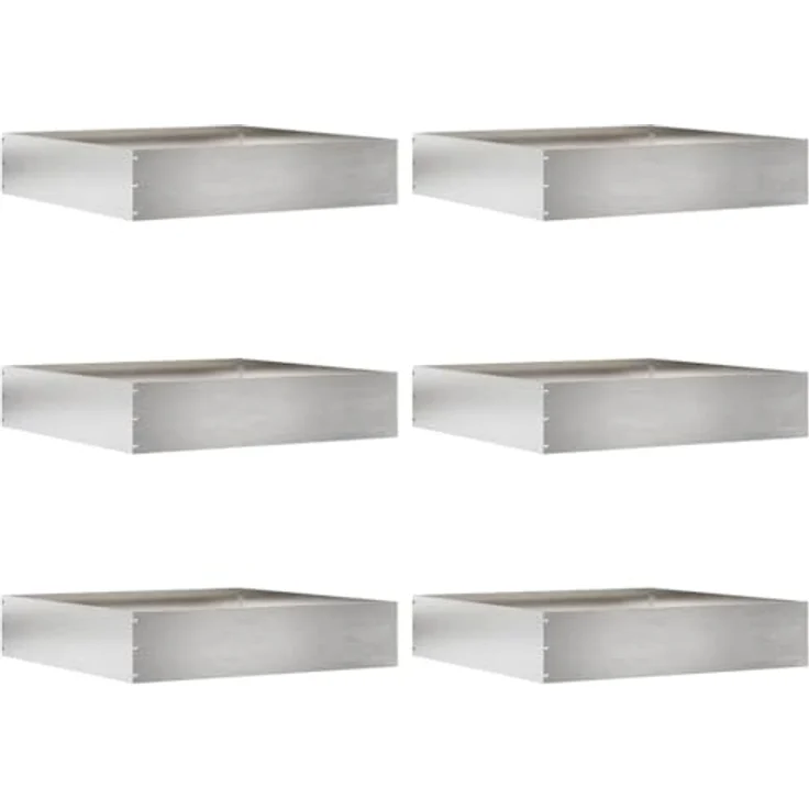 vidaXL Raseneinfassung 6 pcs Edelstahl, 60 x 60 x 13 cm, silber, strapazierfähige Rasenbarriere für Garten und Terrasse, moderne Metallkante, DIY-Installation – Bild 1