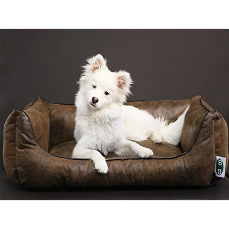 CopcoPet Orthopädisches Hundebett Emma in Wildlederoptik - Waschbarer Bezug - Erhöhte Ränder - Antik Schwarz – Bild 5