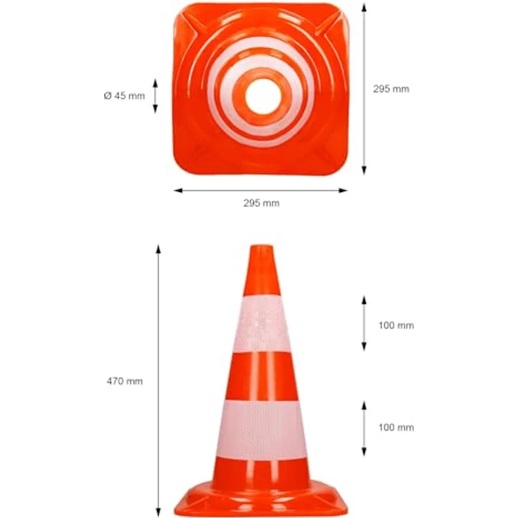 ECD Germany 9 Stück Verkehrskegel Pylone 47 cm, Orange-Weiß, XXX reflektierende Streifen, stapelbar & flexibel, Warnleitkegel Leitkegel Verkehrshütchen – Bild 5