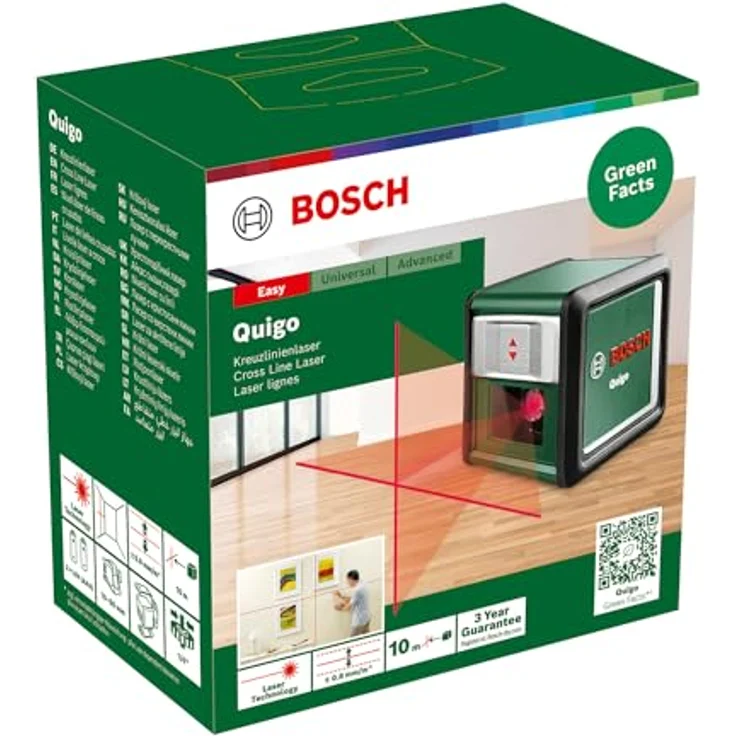BOSCH Punkt- und Linienlaser Quigo, Kreuzlinien-Laser - im Karton, 2er Pack – Bild 3