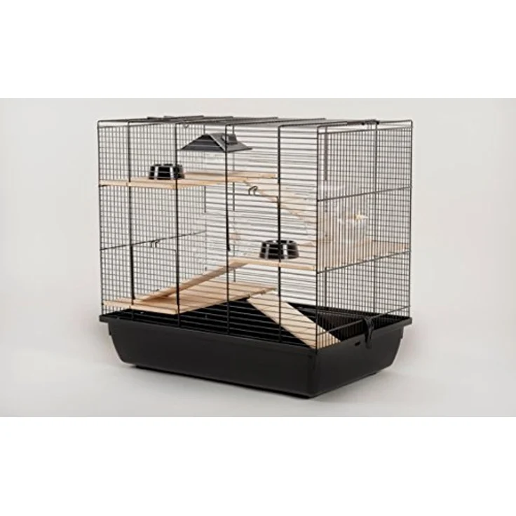 Ollesch Hamsterkäfig Mäusekäfig Nagerkäfig 59 x 38 x 55 cm schwarz mit Zubehör