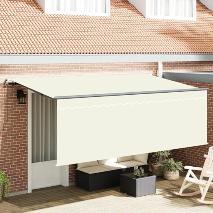 vidaXL Elektrische Markise 3,5 x 2 m, creme, UV-beständig, wandmontierbar, mit Fernbedienung, wasserabweisend, ideal für Garten und Terrasse – Bild 2