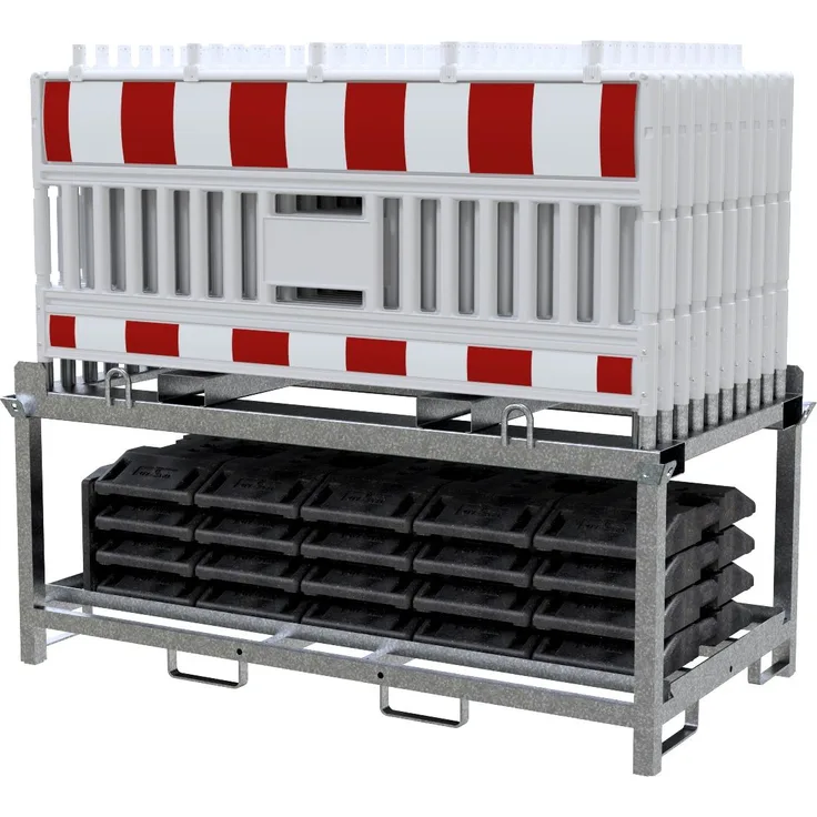 Schake GmbH Absperrschrankengitter Set RA1/A, 20 mobile Absperrgitter mit 21 Fußplatten für Baustellen und Veranstaltungen