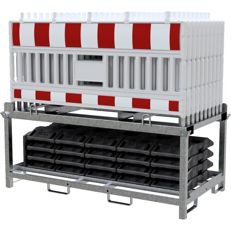 Schake GmbH Absperrschrankengitter Set RA1/A, 20 mobile Absperrgitter mit 21 Fußplatten für Baustellen und Veranstaltungen
