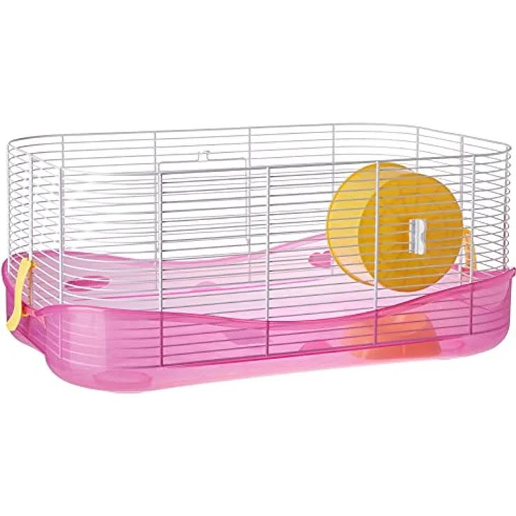 IMAC Hamsterkooi Fantasy, Gehege mit 2 Stockwerken, Laufrad und Rutsche, orange, rosa, grün – Bild 3