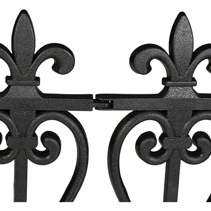relaxdays Beetbegrenzung Beeteinfassung Kunststoff 6er Set, 6er Set - Schwarzer Niedriger Steckzaun mit Fleur-de-Lis-Verzierungen – Bild 7