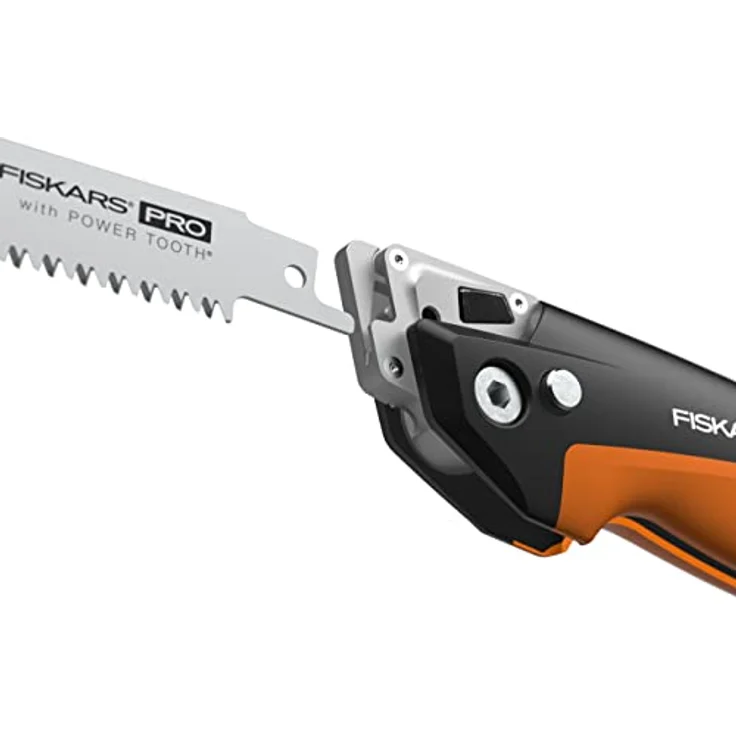 Fiskars Pro Kompakte Klappsäge, Inkl. 2 Sägeblättern, Sägeblattlänge: 15 cm, 13 TPI und 24 TPI, Schwarz/Orange, PowerTooth, 1062934 – Bild 3