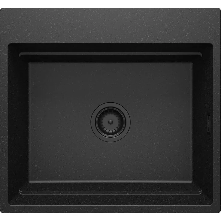 DEANTE Magnetischer Granit-Spülbecken 1-fach, anthrazitfarben, 560x520 mm, Unterbau, robust, ideal für kleine Küchen