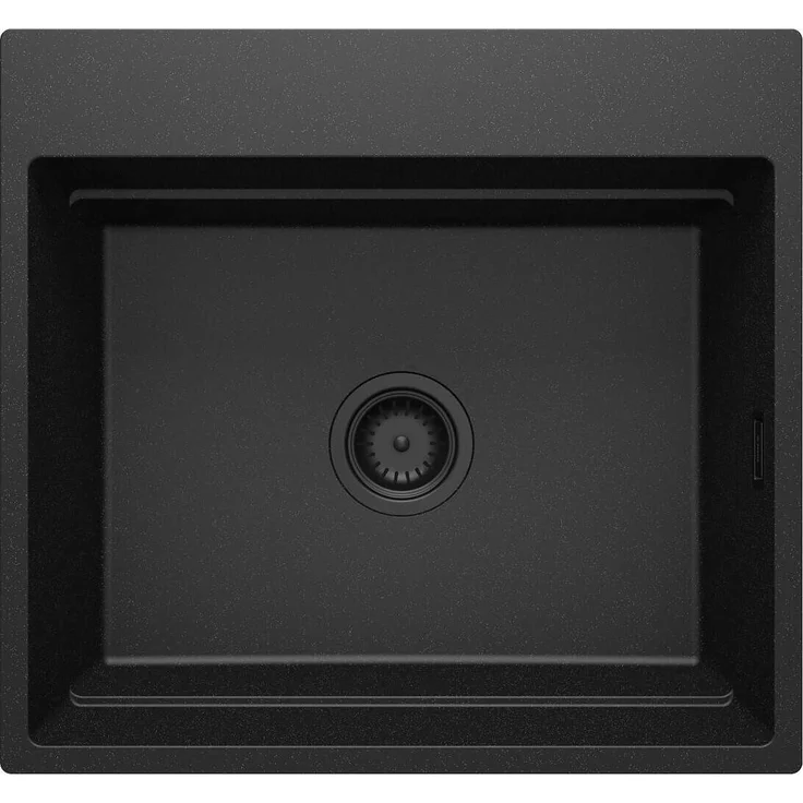 DEANTE Magnetischer Granit-Spülbecken 1-fach, anthrazitfarben, 560x520 mm, Unterbau, robust, ideal für kleine Küchen