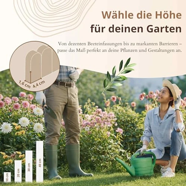 Floranica Flexible Beeteinfassung 100x10 cm Braun imprägnierte Rasenkante Beetumrandung aus Kiefernholz Gartenzaun Steckzaun Rollboarder – Bild 3