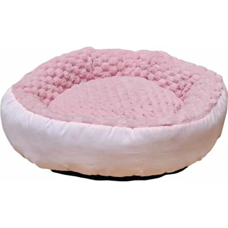 Nobby Komfortbett Donut Classic Diamond, kuschelig weich mit Anti-Rutsch-Beschichtung, rosa, Ø 60 x 18 cm – Bild 1