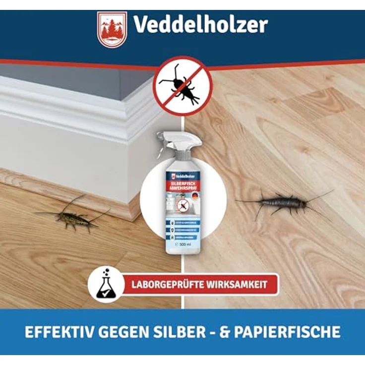 Veddelholzer Insektenspray 500 ml, Papier- & Silberfisch Abwehrspray mit laborgeprüfter Wirksamkeit, sofort und Langzeitschutz – Bild 5