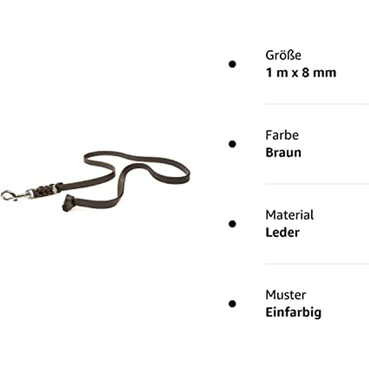 CopcoPet - Hundeleine Braun aus Premium Rindsleder - Weiche Schleppleine für Hunde mit Chromkarabiner - Geflochtene Fettlederleine ohne Handschlaufe - Hunde Zubehör Made in Germany (1m x 8mm) – Bild 5