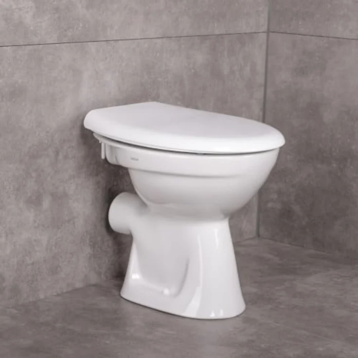 Belvit Tiefspül-WC BV-SW5001+BV-D0400, Stehend, Abgang waagerecht, Stand WC Toilette Abgang Waagerecht Wand Tiefspüler Stehend +, Weiß – Bild 8