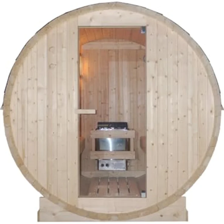 Sanotechnik Fasssauna »TROMSÖ L«, 3,8 mm, geeignet für 4 Personen, Fichetnholz, Gartensauna – Bild 2